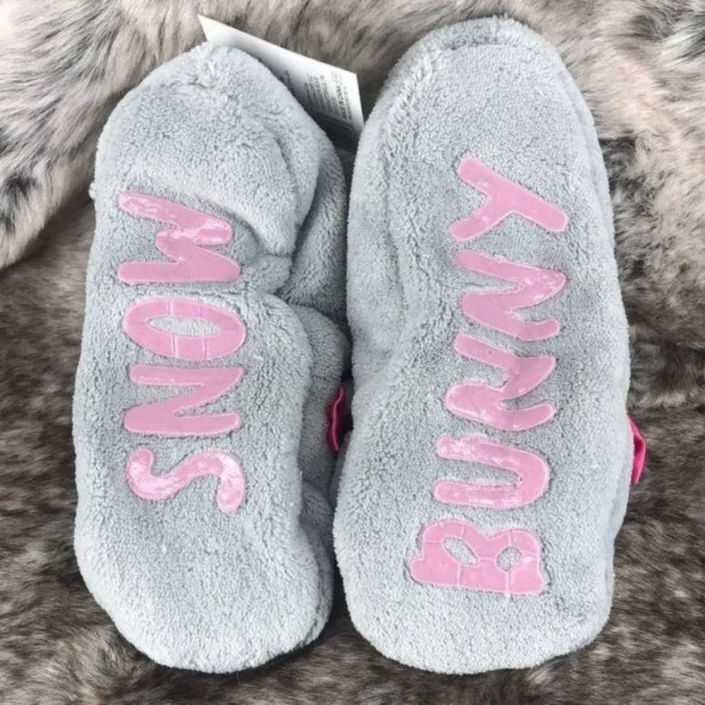 Holiday Time Kids Snow Bunny‎ Slipper Socks sz 7/3